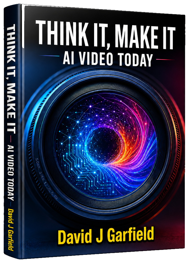 Think It, Make It: AI Video Today — 3D book cover by David J Garfield